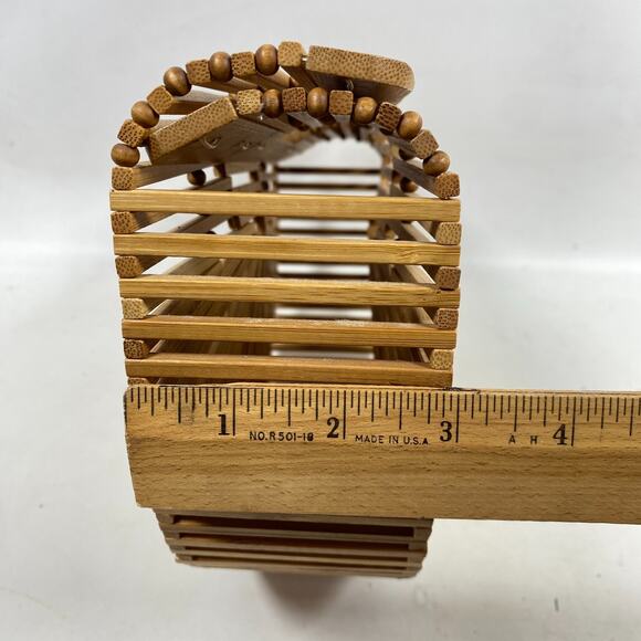 CULT GAIA Gaias Ark Bamboo Purse Clutch Boho Top Handle Crescent Bag - Picture 13 of 14